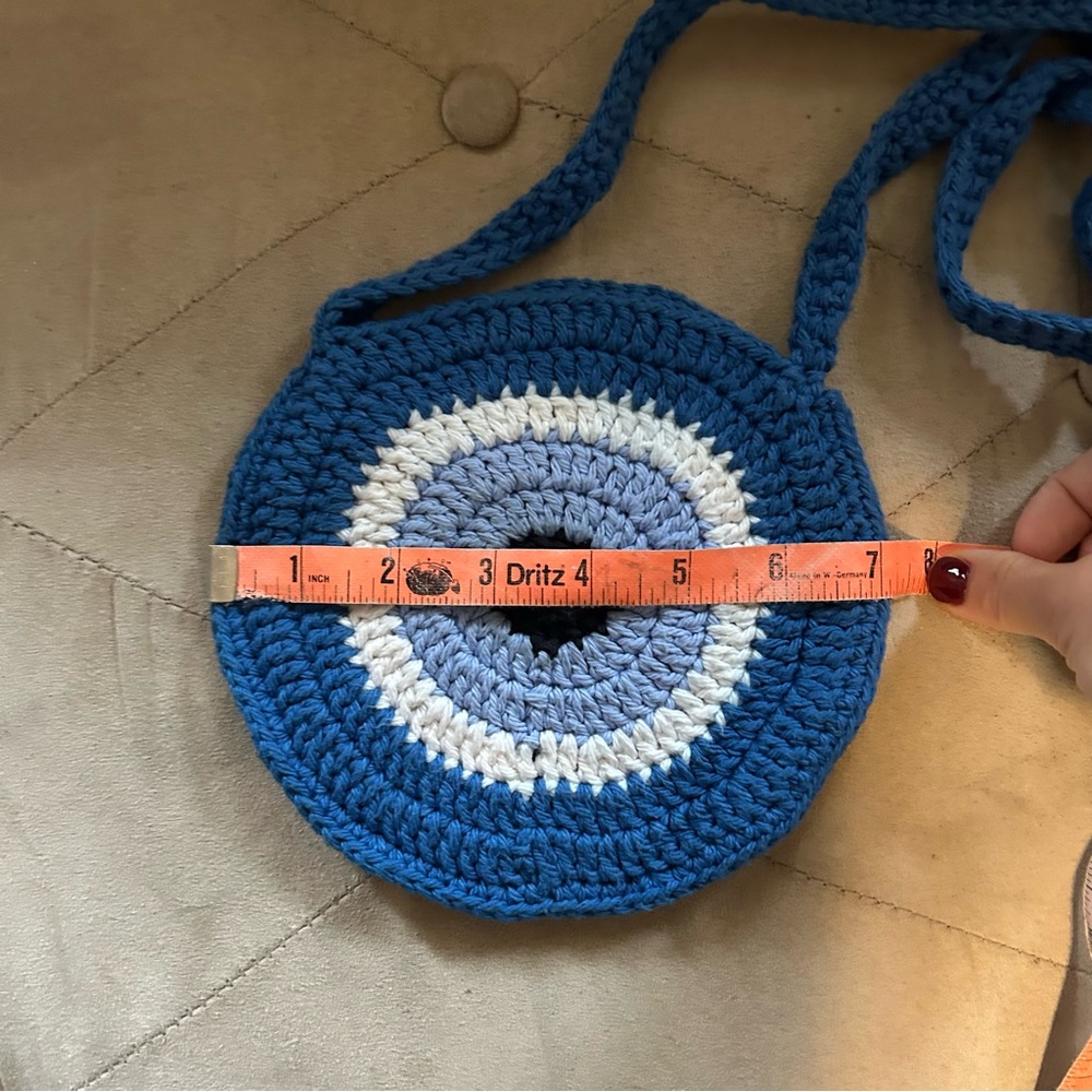 Evil Eye Crochet Crossbody Purse Bag Unique - Picture 2 of 4